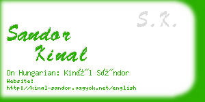 sandor kinal business card